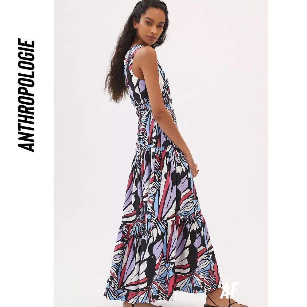 ANTHROPOLOGIE MAEVE ONE SHOULDER PRINTED MIDI DRESS NWT SIZE 10
